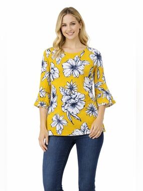 Ann Taylor Factory Yellow Floral Blouse